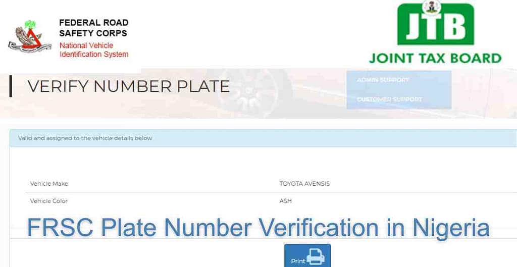 FRSC Plate Number Verification in Nigeria